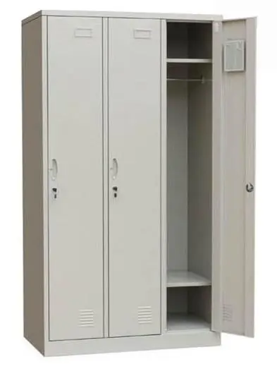 Metal wardrobe 3 door, with bench