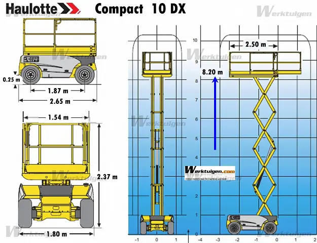 Rough-terrain scissor lift (diesel, 4 WD), 10m