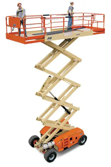 Rough-terrain scissor lift (diesel, 4 WD), 15m
