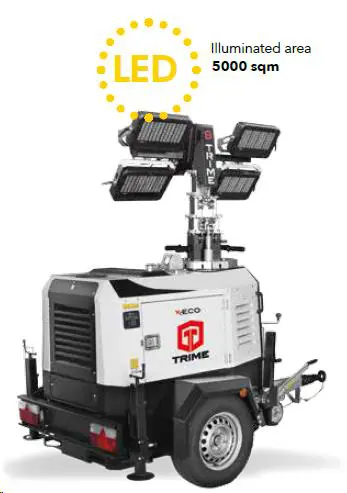 Lighting equipment with generator,  4 X 320W LED, 8,5m