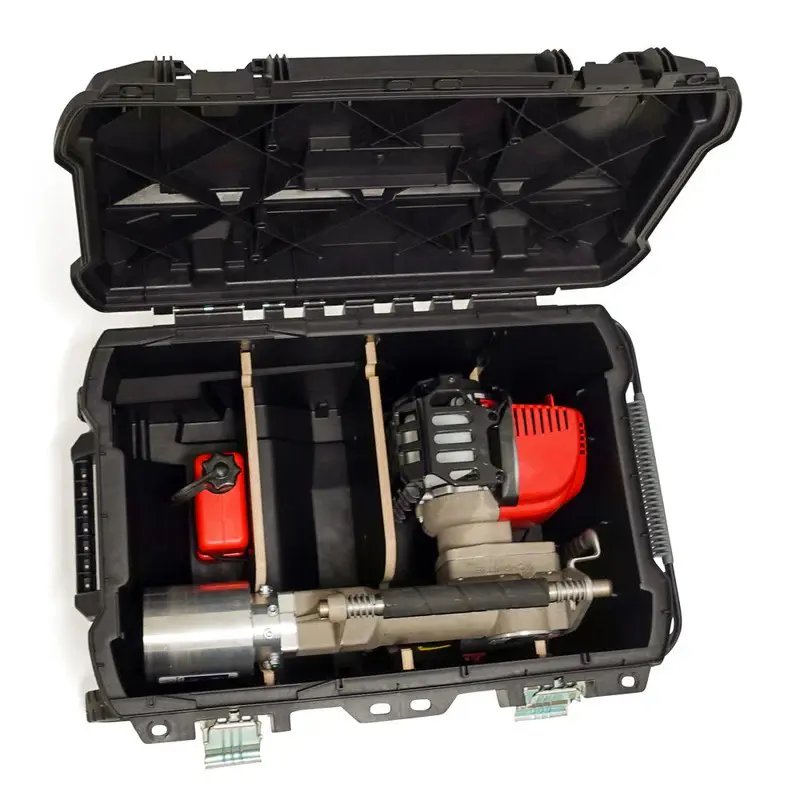 Petrol post driver, storage box and MULTI-EURO-C adapter kit 65mm;85mm;107mm