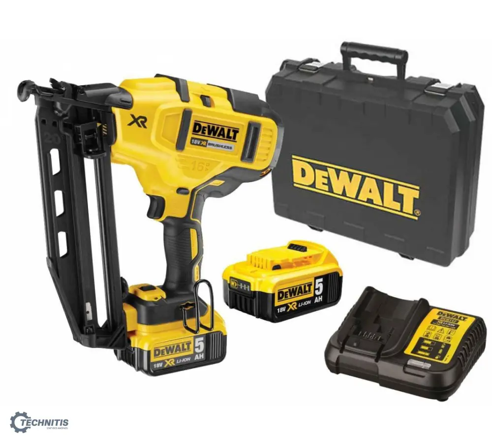 Finish Nailer (16GA; d<1.6mm) 32-63mm, 18V battery 5Ah, 2pcs and charger