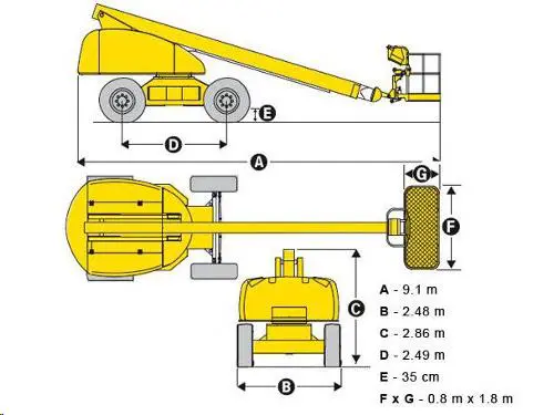 Teleskooppipuominostin (diesel, neliveto), 21 m