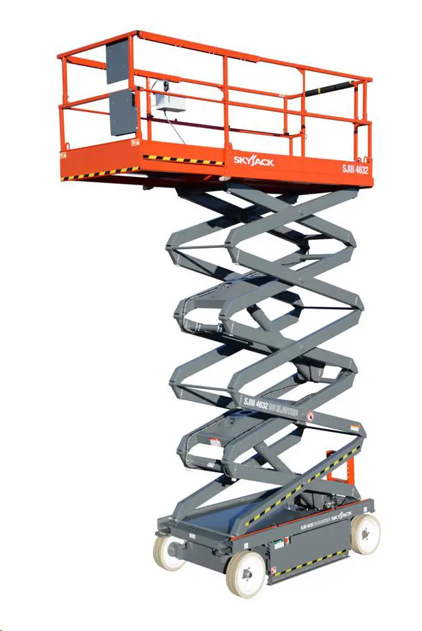 Electric scissor lift (battery, 2 WD), 12m