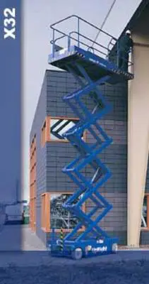 Electric scissor lift (battery, 2 WD), 12m