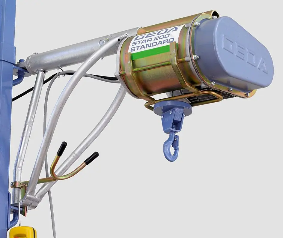 Hoist with rope GEDA STAR 200 Standart, 200 kg, 50m, 230V; set with console