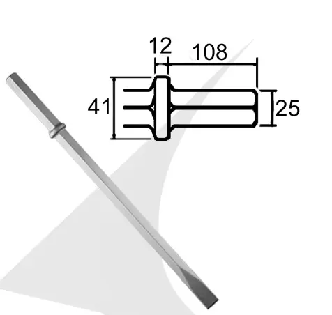 HEX 25x108 plokščias kaltas