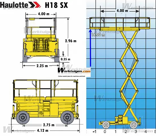 Rough-terrain scissor lift (diesel, 4 WD), 18m