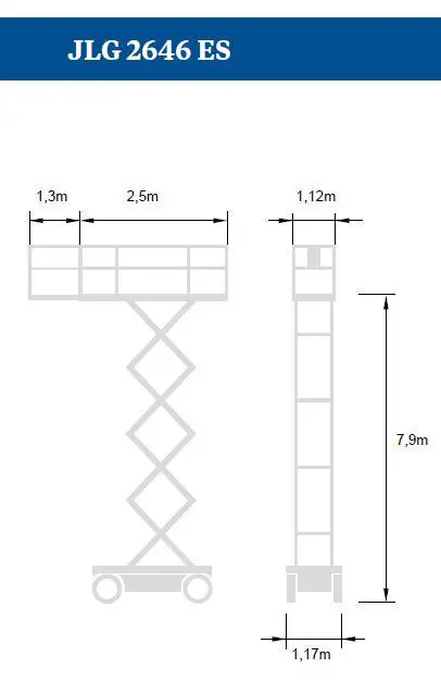Electric scissor lift (battery, 2 WD), 10m