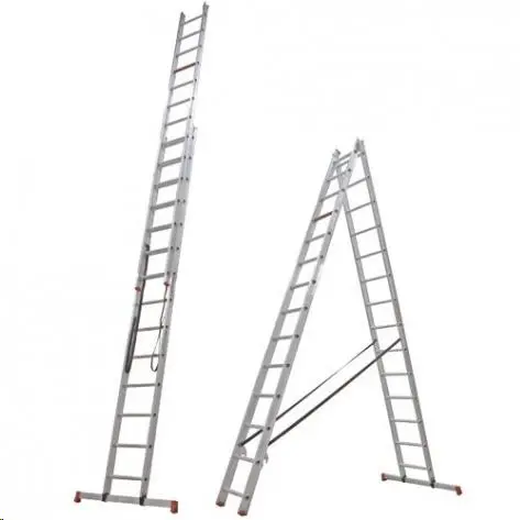 Alumīnija kāpnes, 2 daļas (2x14 soli), 7,19m, 150kg