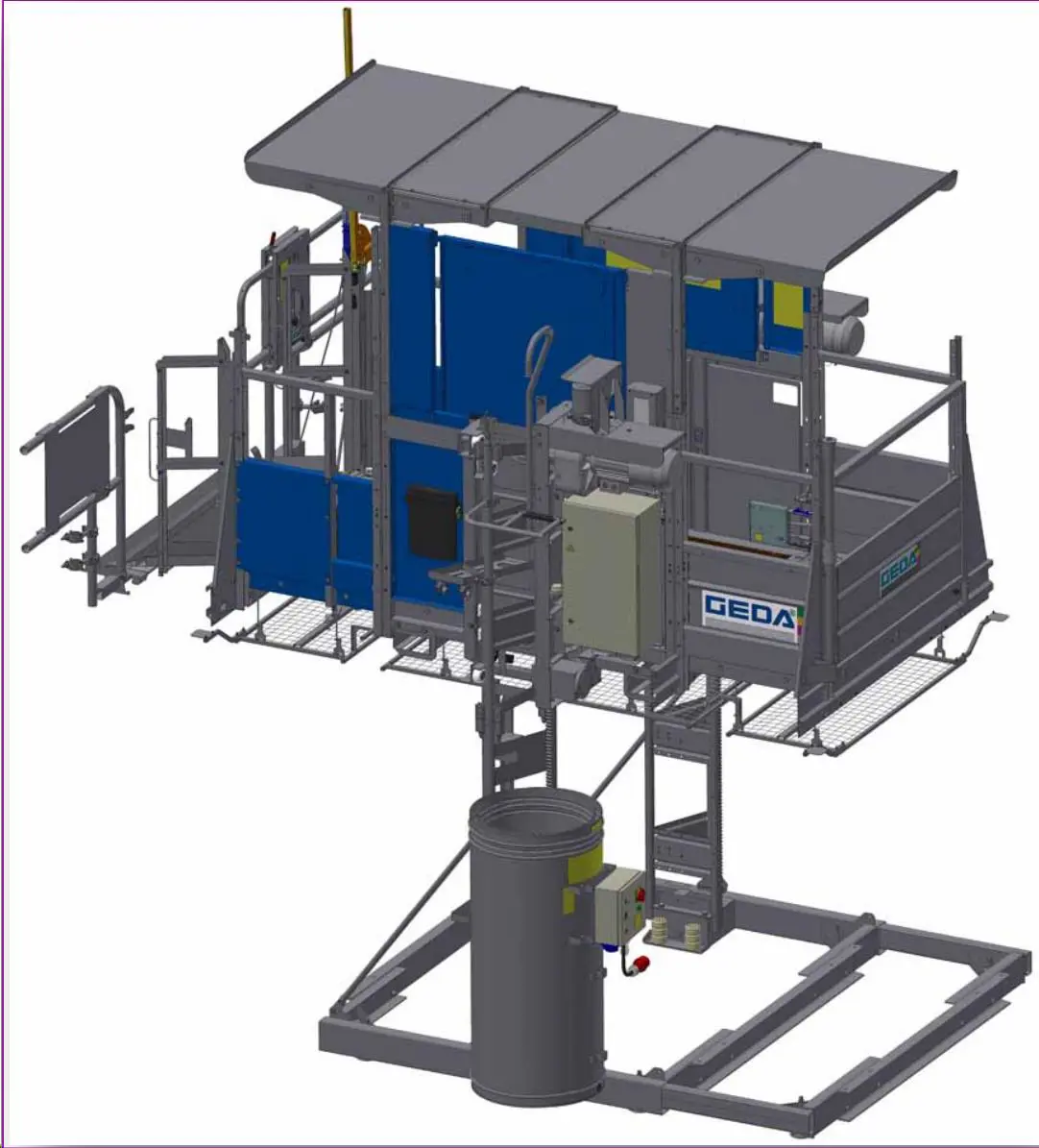 Mast lift for persons and material  GEDA 1500 Z/ZP; platform BS (1.45m x 3.35m)