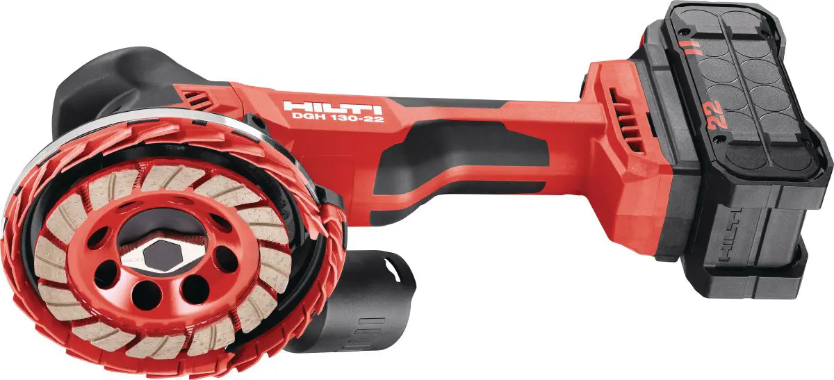 Rokas slīpmašīna betonam 125mm ar akumulatoru 22V(Divi akumulatori B22-195; 9Ah un lādētājs C6),