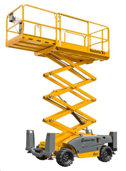 Rough-terrain scissor lift (diesel, 4 WD), 10m
