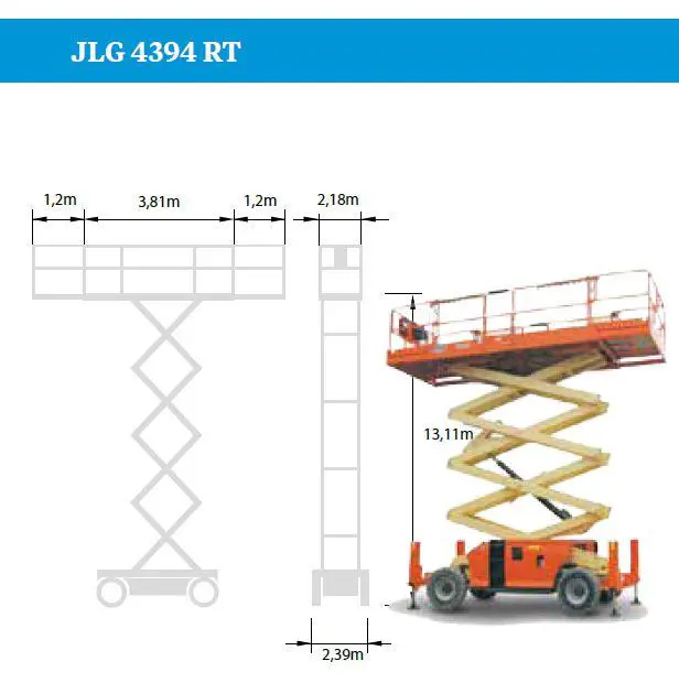 Rough-terrain scissor lift (diesel, 4 WD), 15m