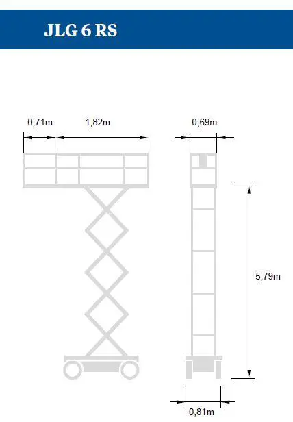 Electric scissor lift (battery, 2 WD), 6m